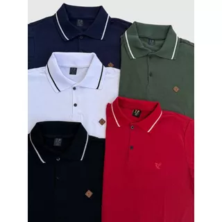 Kit 5 Camiseta Gola Polo Masculina 100% Algodão Varias Cores Camisa Basica Para Homem