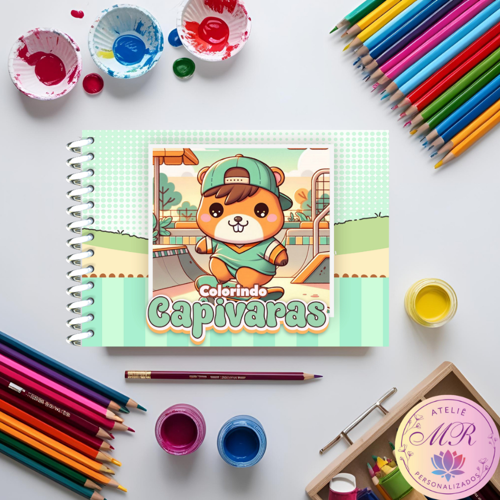 Livro de Colorir CAPIVARA MENINO 50FOLHAS 180G Caderno de Desenho para ...