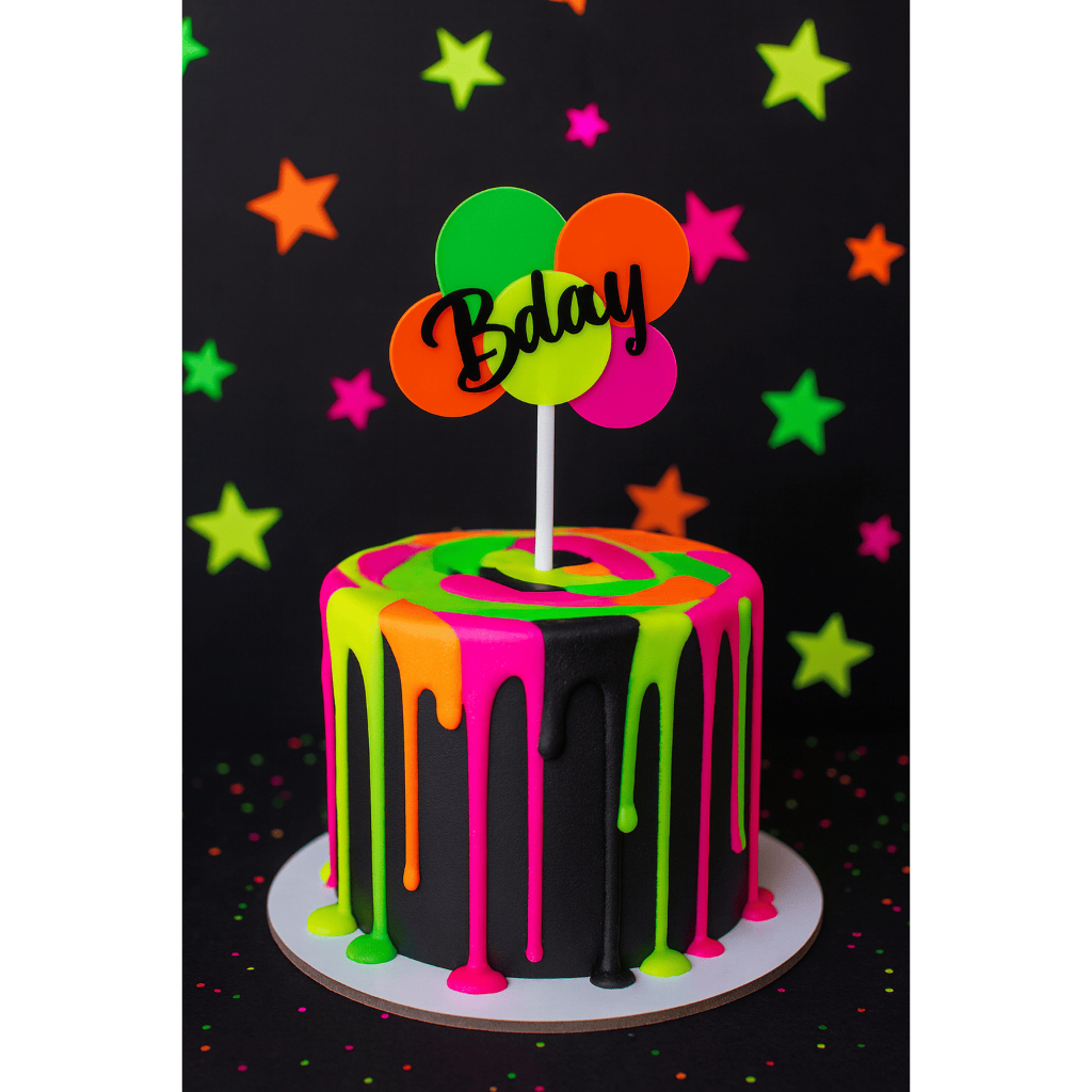 Topo Topper de Bolo Bday Neon 13,5 cm Acrílico Vivarte - Inspire sua ...