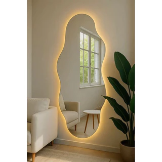 espelho corpo inteiro organico com Led blogueira com suporte fonte bateria cod038