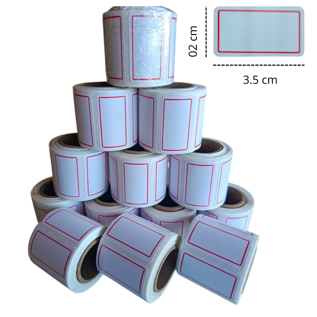 10 ROLOS Etiquetas fundo branco para preço 35x20mm Tarjada V