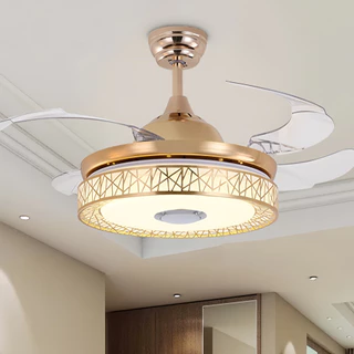 Lustre Ventilador de Teto Retrátil Dourado com Controle Remoto Ventilador De Teto LED- Bivolt em Oferta na Shopee