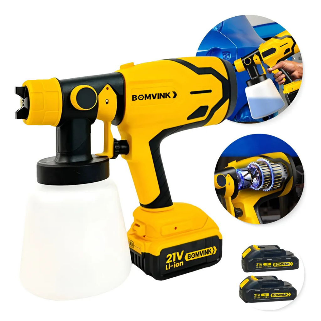 Pistola de Pintura Pulverizadora Sem Fio com 2 Baterias 180W | Shopee ...