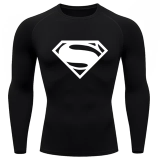 Camiseta Compressão Proteção Uv 50+ Segunda Pele Manga Longa Super Man Super Homem Rash Guard