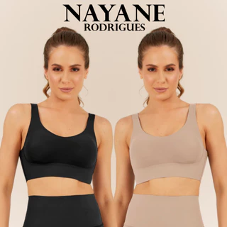 Sutiã Top Regata com Bojo Removível Corte a Laser Efeito Invisível Fit Alça Larga Nayane Rodrigues em Oferta na Shopee
