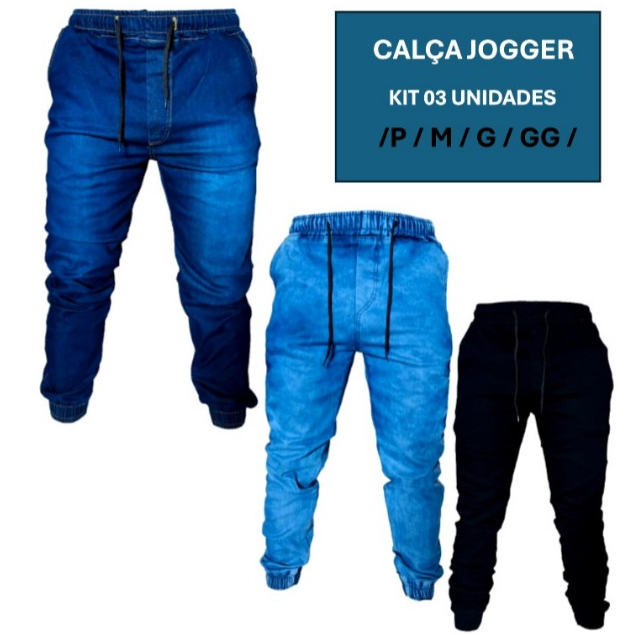 Kit 03 Calça Jogger Masculina Punho Elático Streetwear ENTREGA RAPIDA