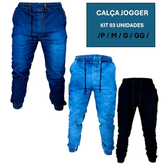 Kit 03 Calça Jogger Masculina Punho Elático Streetwear ENTREGA RAPIDA