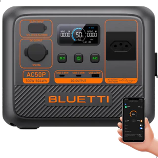 Estação de Energia Portátil Bluetti AC50P 504Wh 700W Potente Leve Solar 1200W De Pico