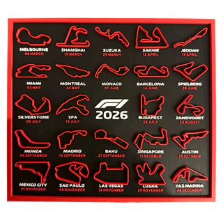 Quadro Pistas Circuitos F1 2026 – Decoração Criativa para Fãs de Fórmula 1 | 24 Pistas Oficiais
