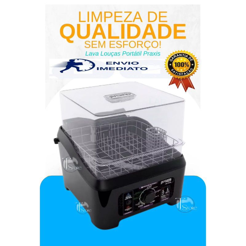 Lava Louças Praxis Portátil LLPP Semi-Automática 127V Preto Envio imediato