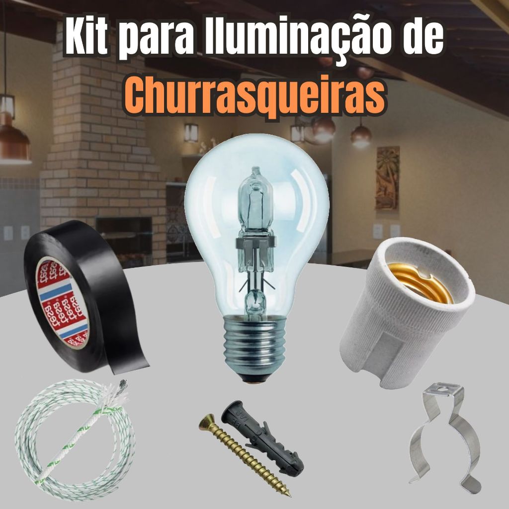Kit Iluminação de Churrasqueira Lâmpada 100w + Fio Alta Temperatura 400 ...