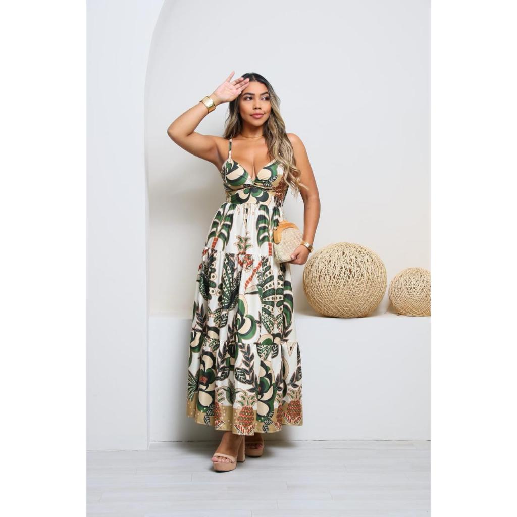 Vestido Longo Feminino em Crepinho – Estampas Exclusivas | Oferta Relâmpago 30% OFF ✨