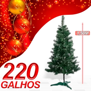 Árvore Natal Pinheiro Tradicional Decoração de Natal 1,50 Metros 220 Galhos