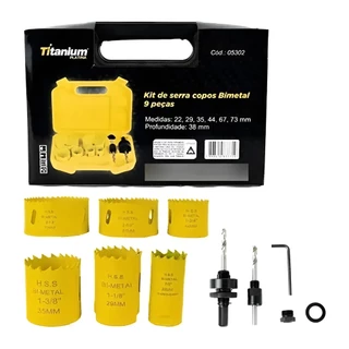 Kit Jogo de Serra Copo Bimetal 9 Peças com Estojo – Titanium Platina em Oferta na Shopee