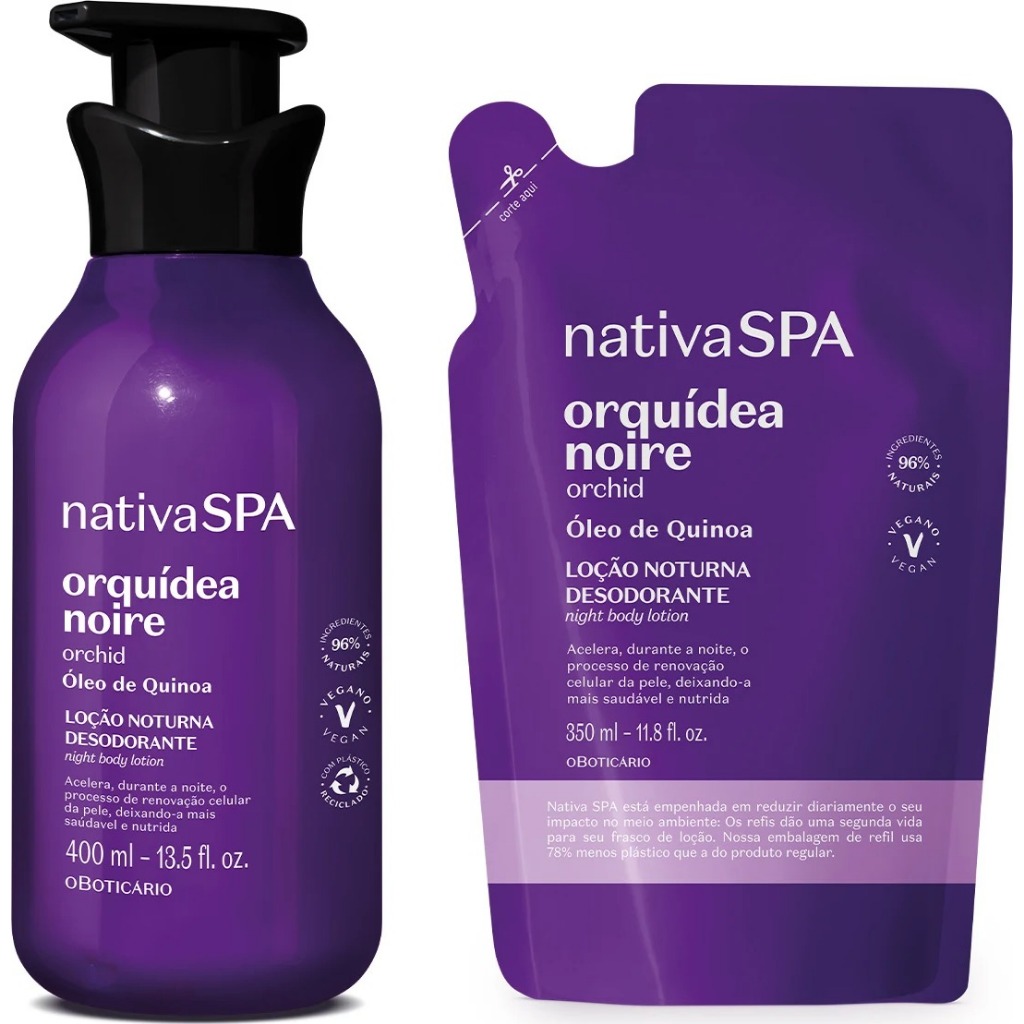 Combo Nativa SPA Orquidea Noire: Loção Corporal 400ml + Refil 350ml em Oferta na Shopee