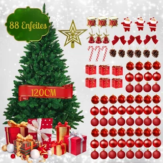 Arvore De Natal 120cm 110 galhos Pinheiro Decorada Enfeitada Completa Promoção 88 Enfeites