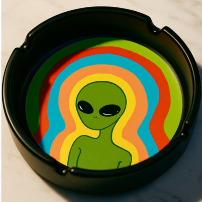 Cinzeiro de Cerâmica Psicodélico Alien Peça Artesanal de Cerâmica