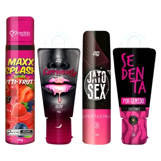 Kit 4 Produtos Sexshop Vagina Apertadinha Gel Lubrificante Comestível Excitante Sedenta Maxx Splash em Oferta na Shopee
