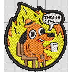 Patch Bordado This is Fine - Cachorro no Fogo Meme – Original ou Texto Externo
