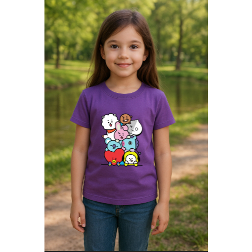 Camiseta Infantil K-pop Bts-Bt21-100% Algodão | Shopee Brasil