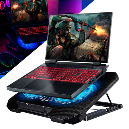 Suporte Base Notebook Preta Com Cooler 12 a 17 Polegadas