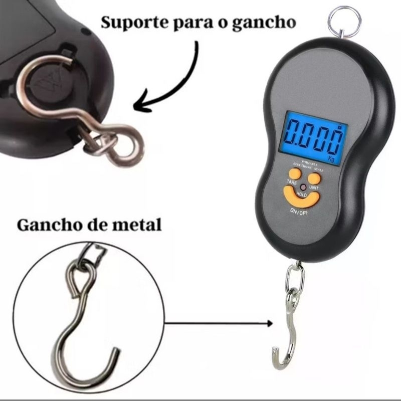 Gamakatsu LE121 Bilancia Digitale Da Pesca 50kg Con Gancio Impermeabile
