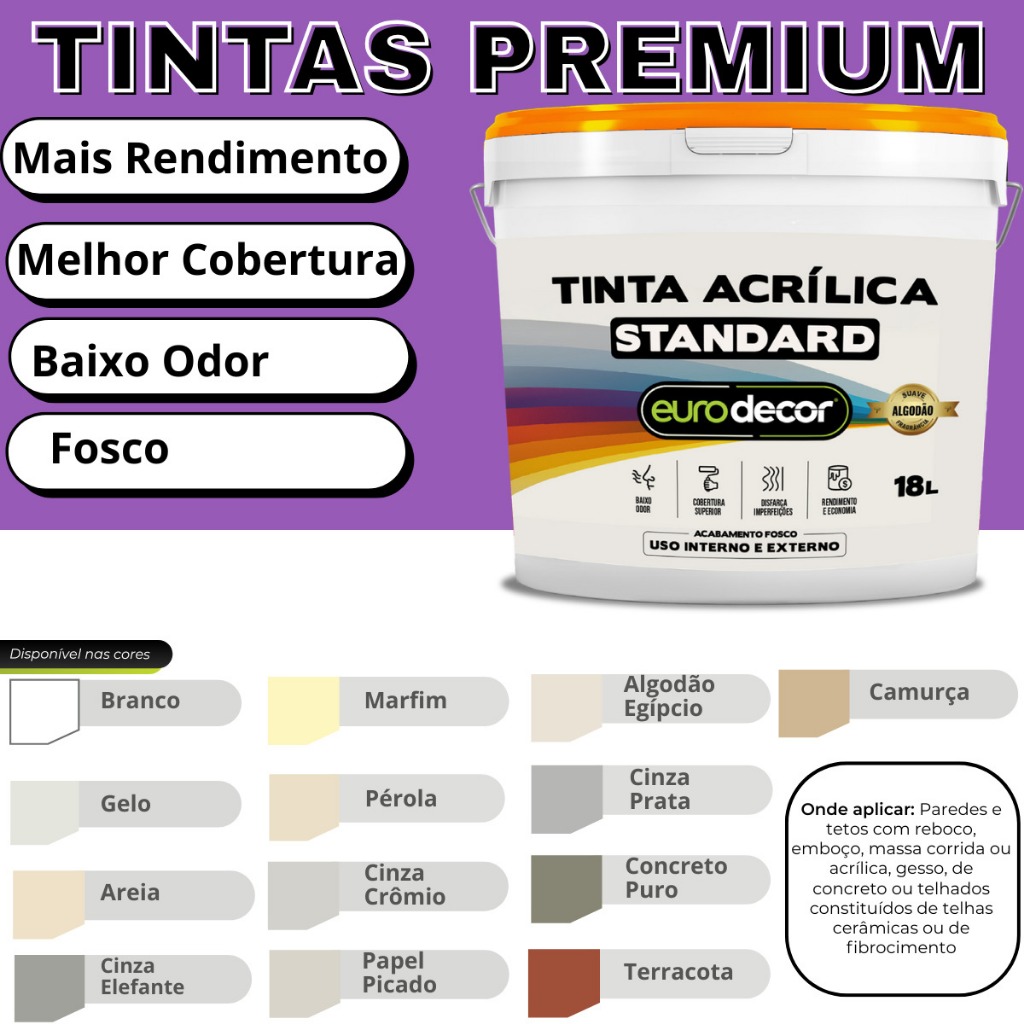 Super Tinta Standard Lavável 18 Litros Pinta Dentro e Fora! Ótima ...