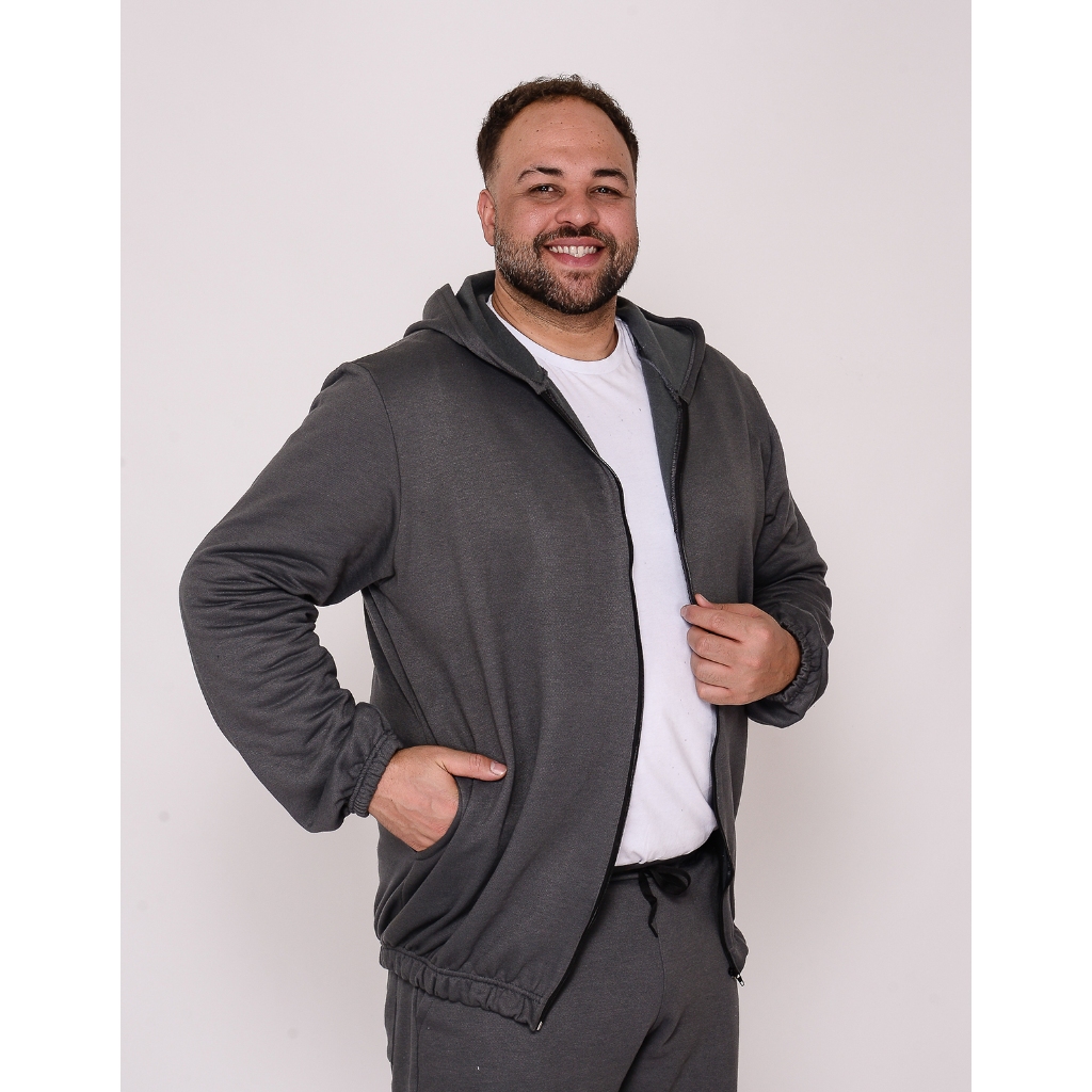 Moletom Plus Size Com Zíper Blusa De Frio Masculina Casaco Aberto