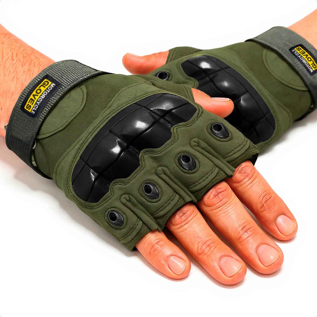 Luva Tática Meio Dedo Motociclista Airsoft Paintball Militar Proteção Resistente Trilha Esporte Moto