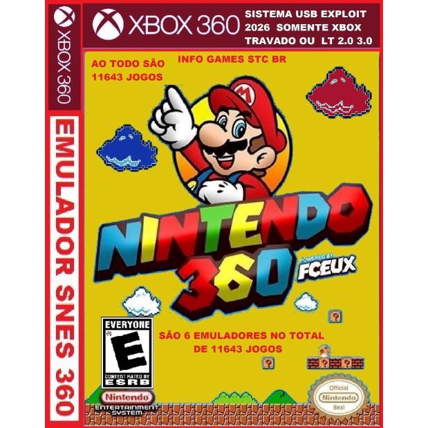 Pacote SNES com 11643 Jogos para XBOX 360 Travado ou LT 2.0 ou 3.0