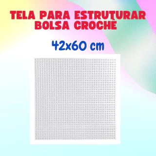 TELA PARA ESTRUTURAR BOLSA DE CROCHÊ / MALHA CHENILLE PARA BOLSA - 42x60 CM