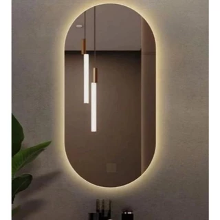 Espelho de vidro oval 80X50 CM com Led embalagem Para Hall de entrada escritorio sala banheiro