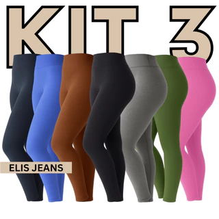 Kit 3 Calças Legging Fitness Feminina Cintura Alta Leg Suplex Academia Zero Transparência em Oferta na Shopee