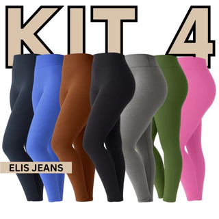 Kit 4 Calças Legging Fitness Feminina Cintura Alta Leg Suplex Academia Zero Transparência em Oferta na Shopee