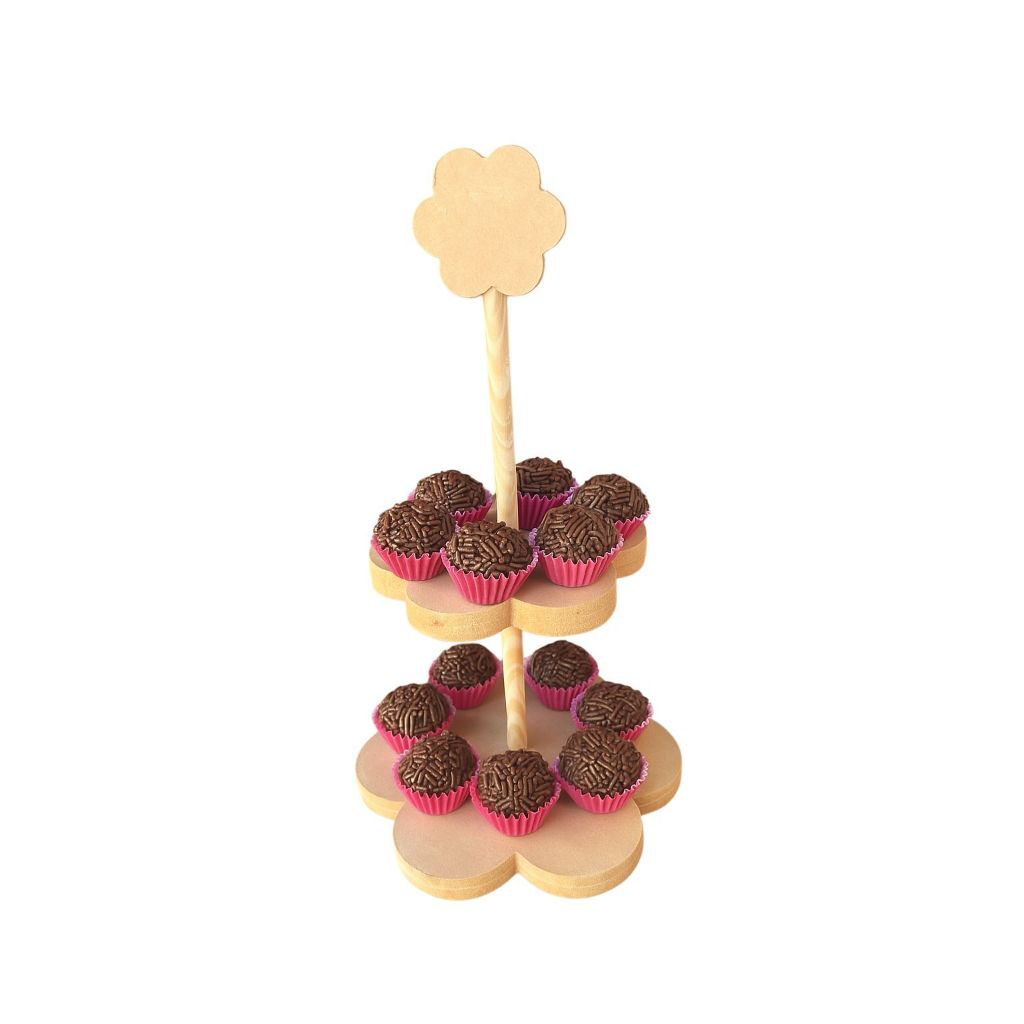 Bandeja Porta Doces Flor Mdf Cru Suporte Decorativo De Mesa 2 Andares ...