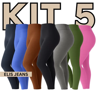 Kit 5 Calças Legging Fitness Feminina Cintura Alta Leg Suplex Academia Zero Transparência em Oferta na Shopee