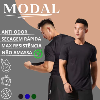 KIT 2 Camisetas Masculinas Modal Versátil Anti Odor Não Amassa