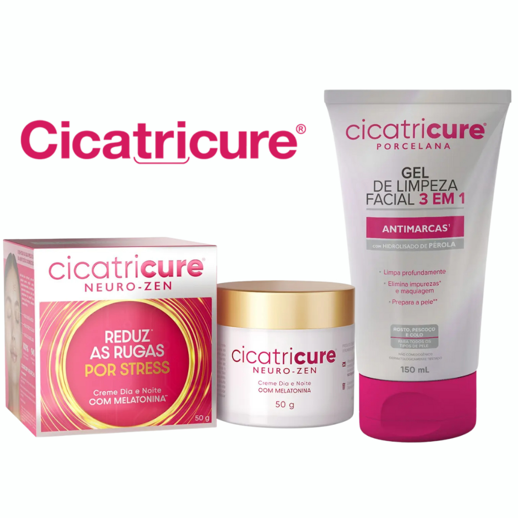 Kit Cicatricure Neuro-Zen Creme Dia e Noite 50g + Gel de Limpeza