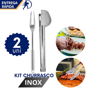 Kit Garfo Trinchante Pegador Inox Resistente Servir Carnes Churrasco Cozinha Resaturante