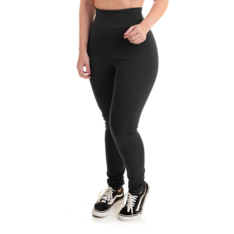 Calça legging feminina de poliéster e elastano sem bolso e sem ...