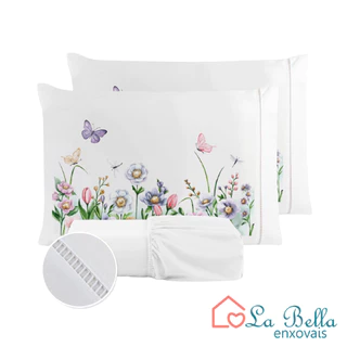 Jogo de Lençol Fronha Borboleta Estampada Micropercal 400 Fios Ponto Palito - ÚLTIMO LANÇAMENTO em Oferta na Shopee