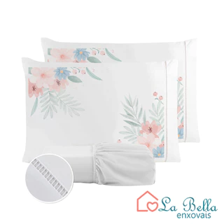 Jogo de Lençol Fronha Flor Rosa Estampada Micropercal 400 Fios Ponto Palito - ÚLTIMO LANÇAMENTO em Oferta na Shopee