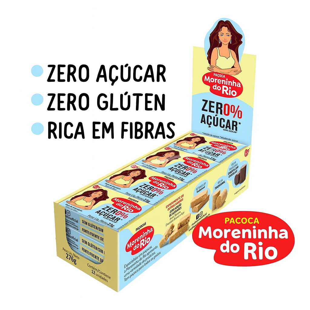 2 Caixas Paçoca Moreninha Do Rio Diet Sem Açúcar 12UN | Shopee Brasil