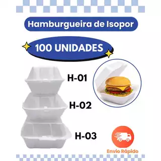 Kit Hamburgueira de Isopor Para Delivery Com 100 Unidades
