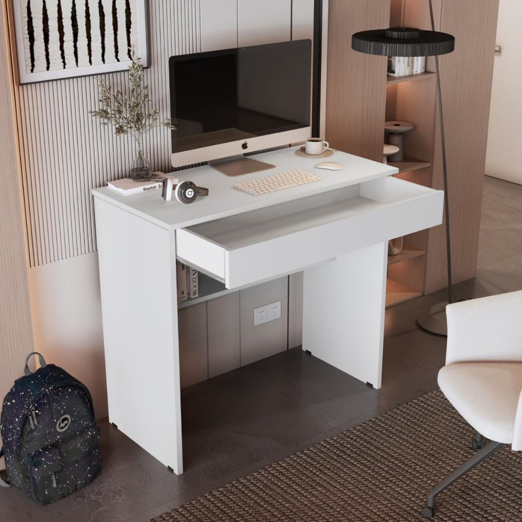 Escrivaninha e Mesa de Computador Home Office Compacta com Gaveta e ...