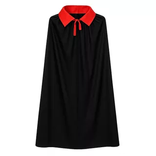 Capa Fantasia de Vampiro Halloween Drácula com Gola Vermelha Festa Halloween Dia Das Bruxas