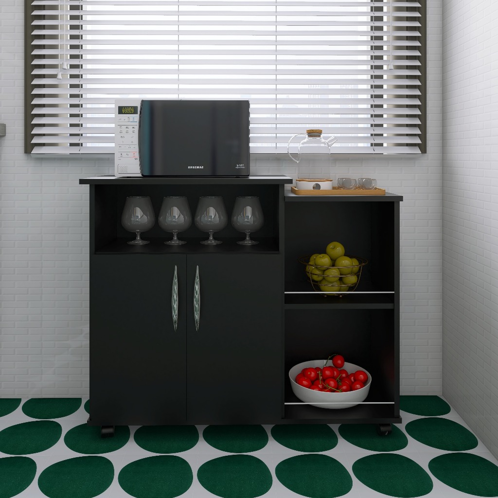 Balcão Com Rodinhas Cozinha 2 Portas com Rodinhas Organizador
