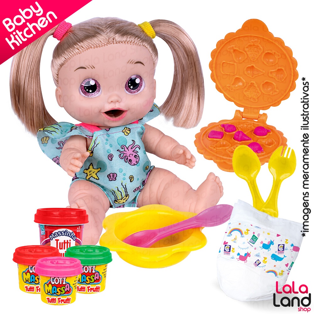 Kit Papinha de Boneca Comidinha Baby Kitchen Alive Come e Faz Caquinha ...