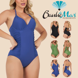 Maio Banho De Mar Liso Com Bojo Drapee Moda Praia Verao Redutor e Modelador Reduz Barriga em Oferta na Shopee