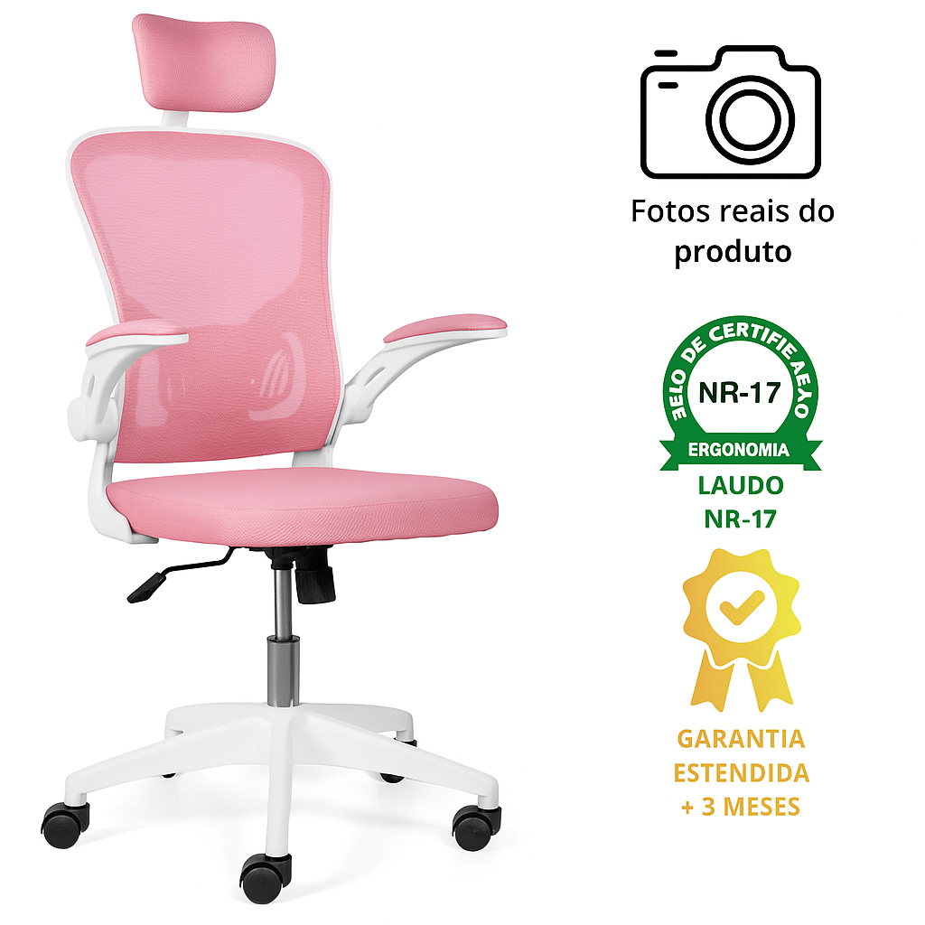 Cadeira De Escritório Ergonômica Regulável Giratória Brin7